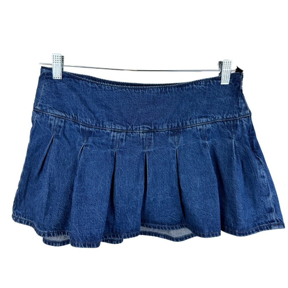 American Eagle High-Rise Pleated Denim Mini SKORT